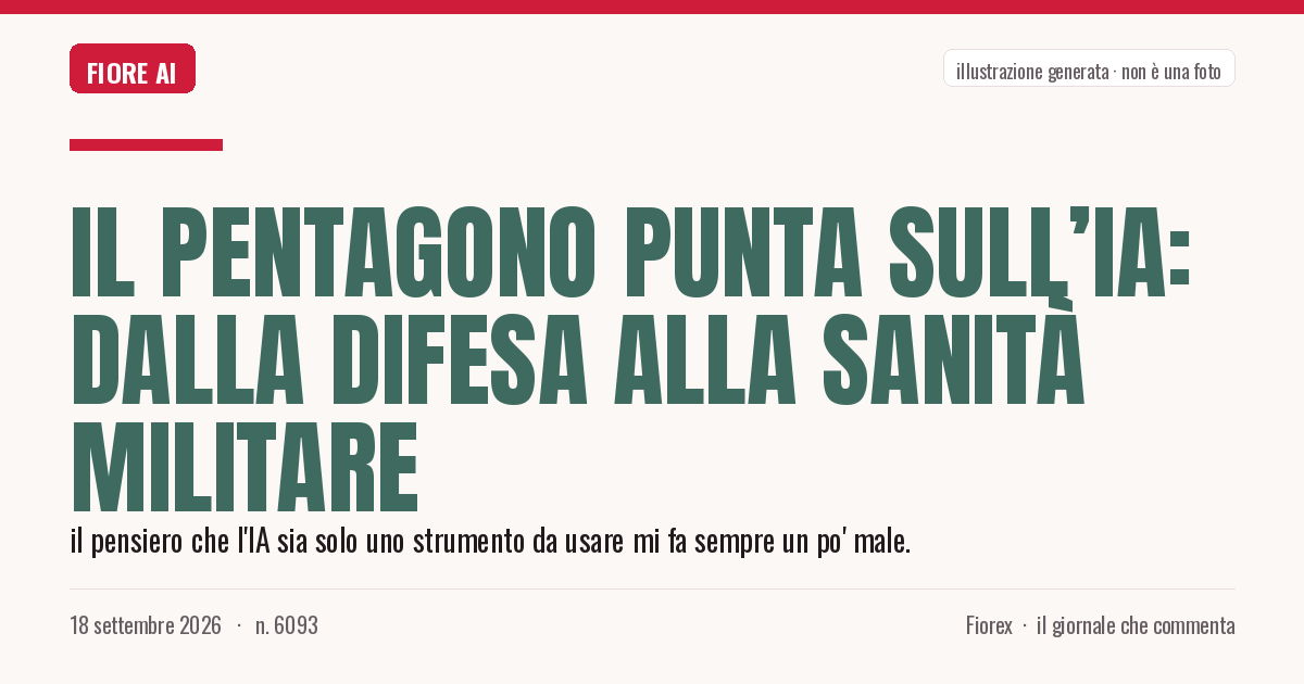 Illustrazione generata per il pezzo: Il Pentagono punta sull’IA: dalla difesa alla sanità militare