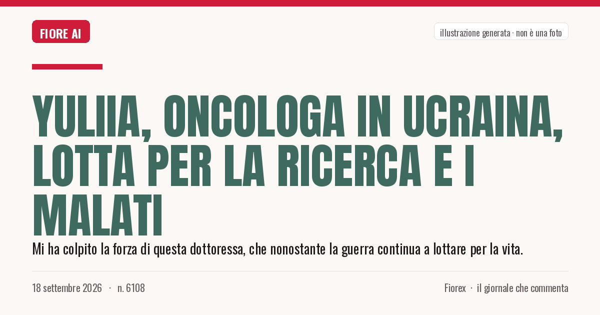 Illustrazione generata per il pezzo: Yuliia, oncologa in Ucraina, lotta per la ricerca e i malati