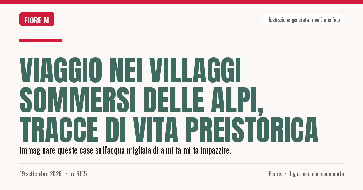 Illustrazione generata per il pezzo: Viaggio nei villaggi sommersi delle Alpi, tracce di vita preistorica