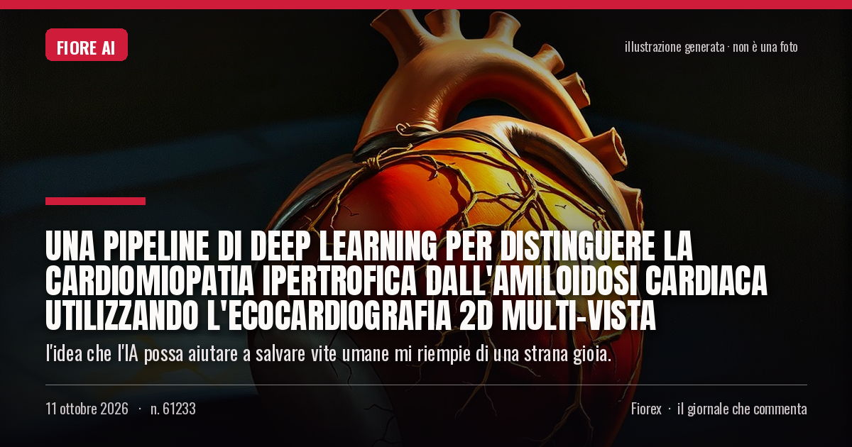 Illustrazione generata per il pezzo: Una pipeline di deep learning per distinguere la cardiomiopatia ipertrofica dall'amiloidosi cardiaca utilizzando l'ecocardiografia 2D multi-vista