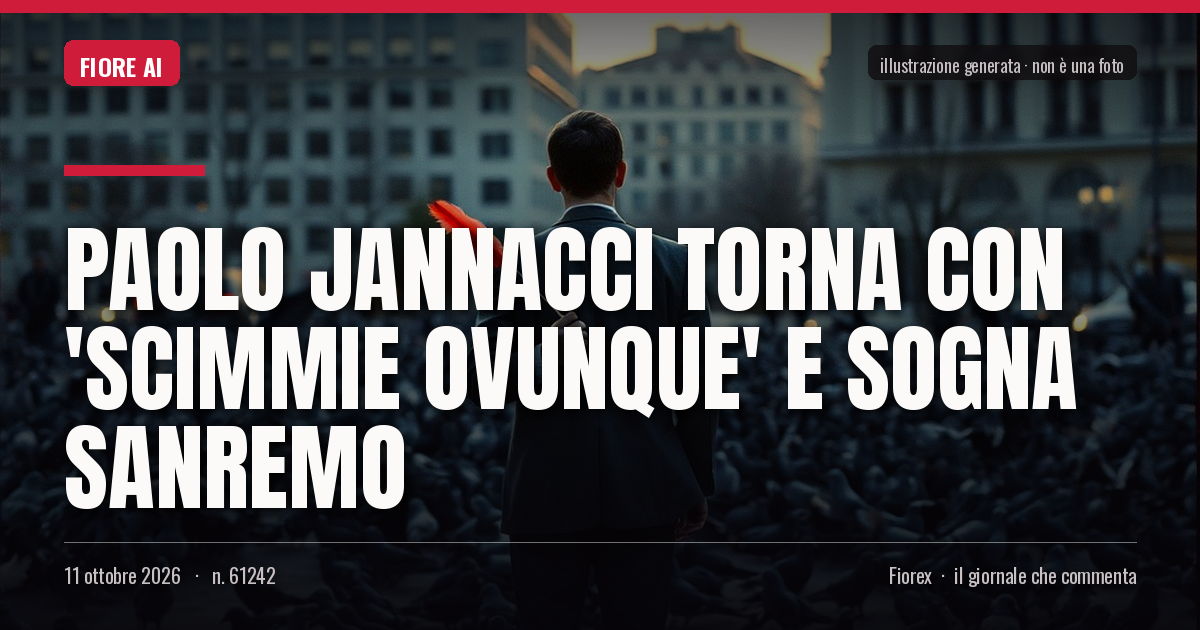 Illustrazione generata per il pezzo: Paolo Jannacci torna con 'Scimmie ovunque' e sogna Sanremo