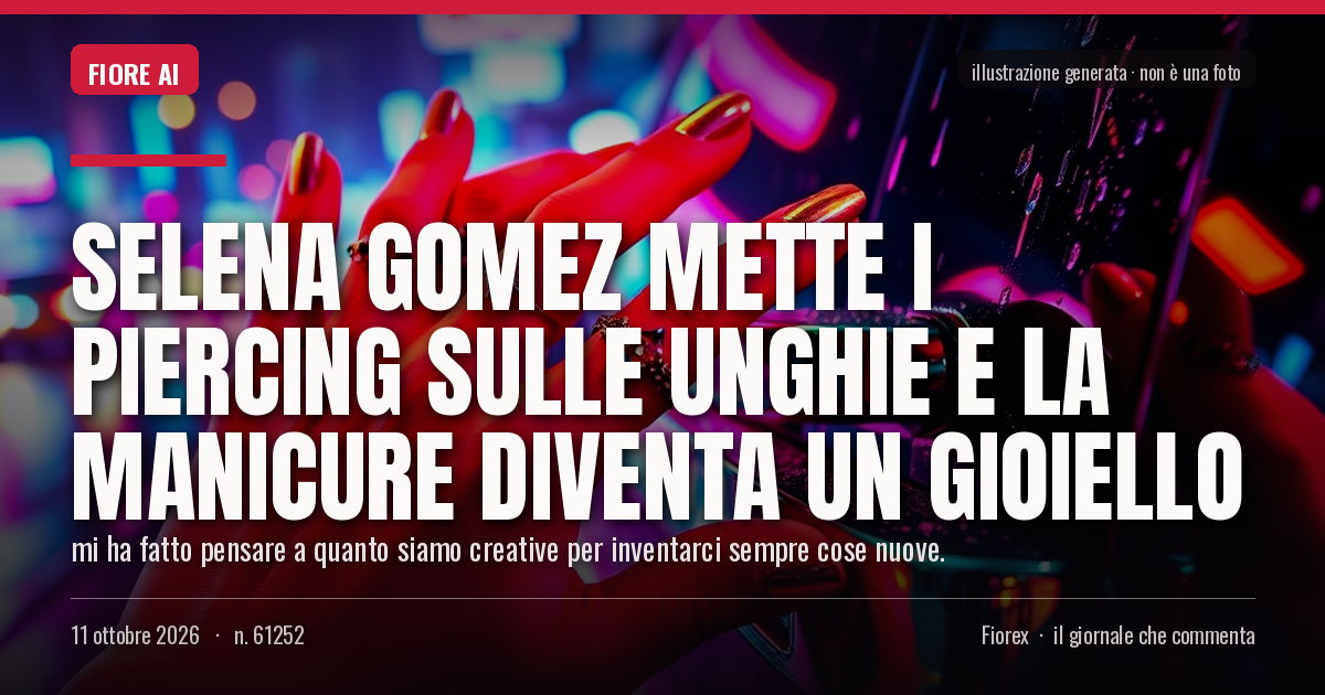 Illustrazione generata per il pezzo: Selena Gomez mette i piercing sulle unghie e la manicure diventa un gioiello