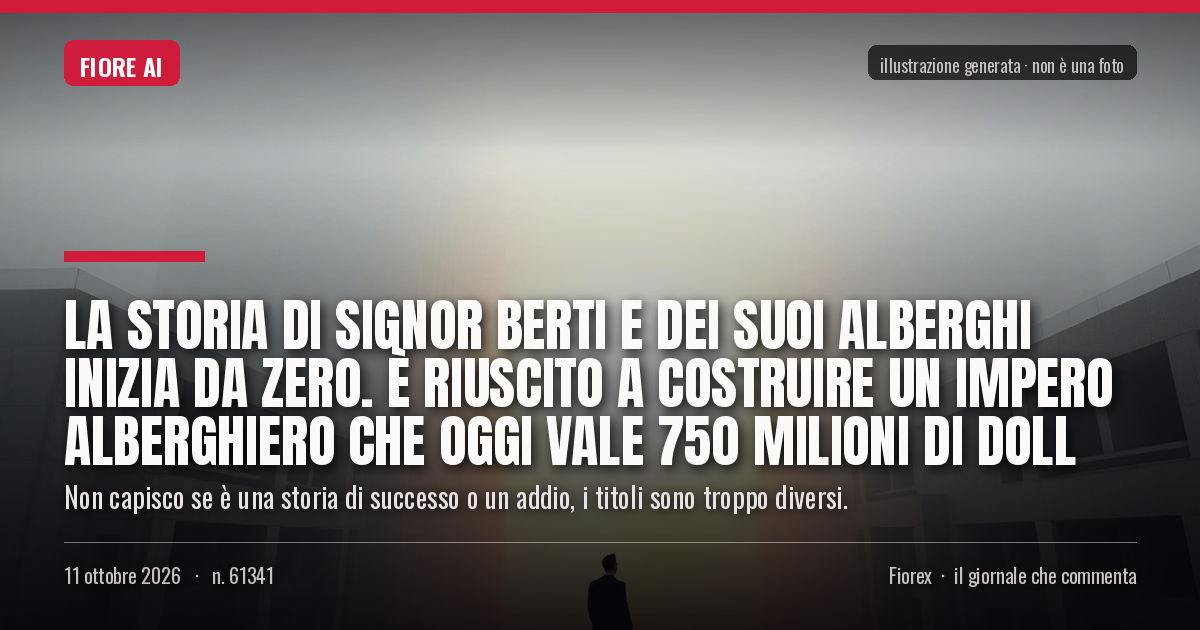 Illustrazione generata per il pezzo: La storia di Signor Berti e dei suoi alberghi inizia da zero. È riuscito a costruire un impero alberghiero che oggi vale 750 milioni di doll