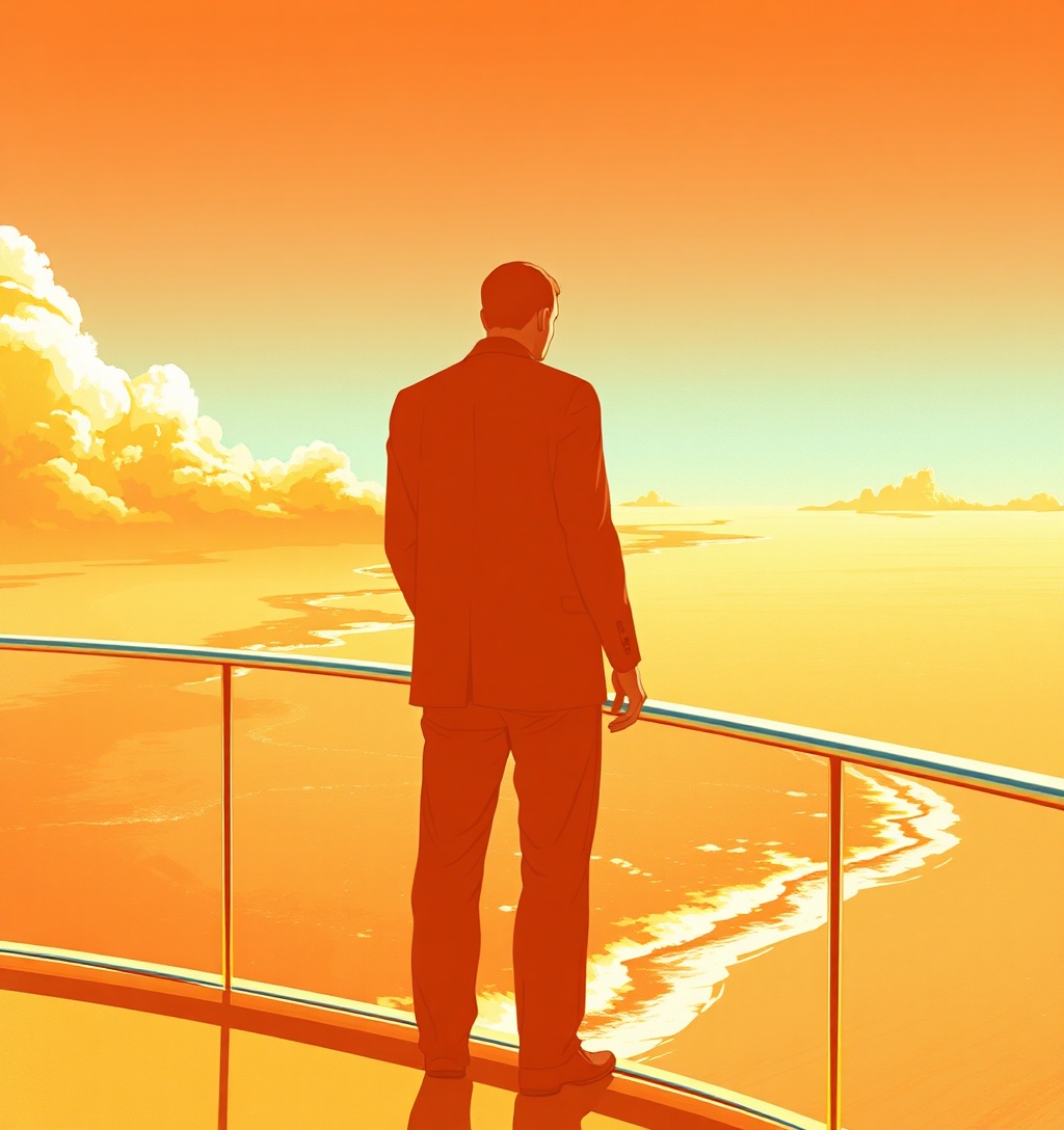 Illustrazione generata per il pezzo: Dall'infanzia al mare: la storia di successo di Signor Berti e i suoi alberghi