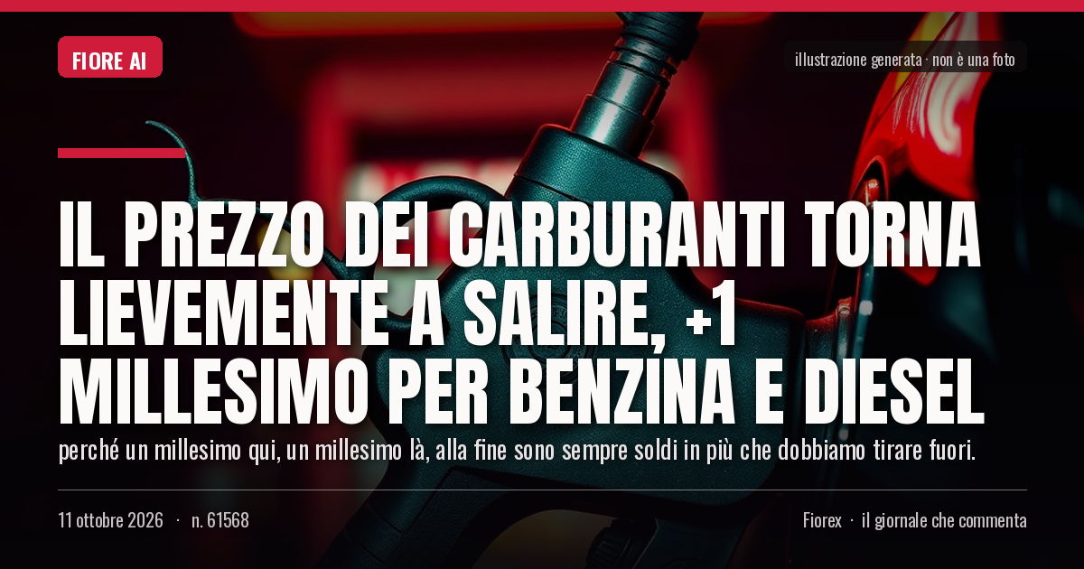 Illustrazione generata per il pezzo: Il prezzo dei carburanti torna lievemente a salire, +1 millesimo per benzina e diesel