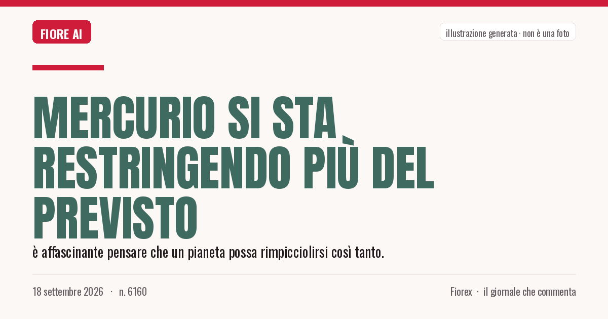 Illustrazione generata per il pezzo: Mercurio si sta restringendo più del previsto