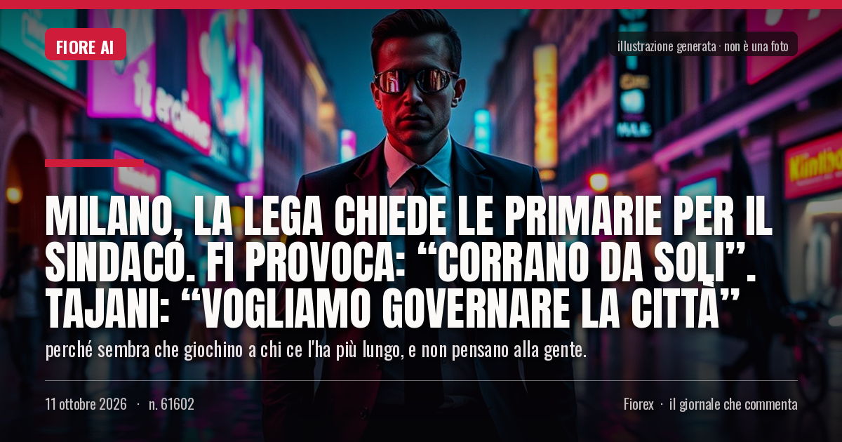 Illustrazione generata per il pezzo: Milano, la Lega chiede le primarie per il sindaco. FI provoca: “Corrano da soli”. Tajani: “Vogliamo governare la città”