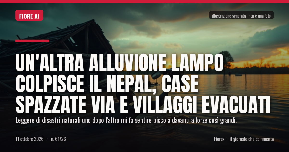 Illustrazione generata per il pezzo: Un'altra alluvione lampo colpisce il Nepal, case spazzate via e villaggi evacuati