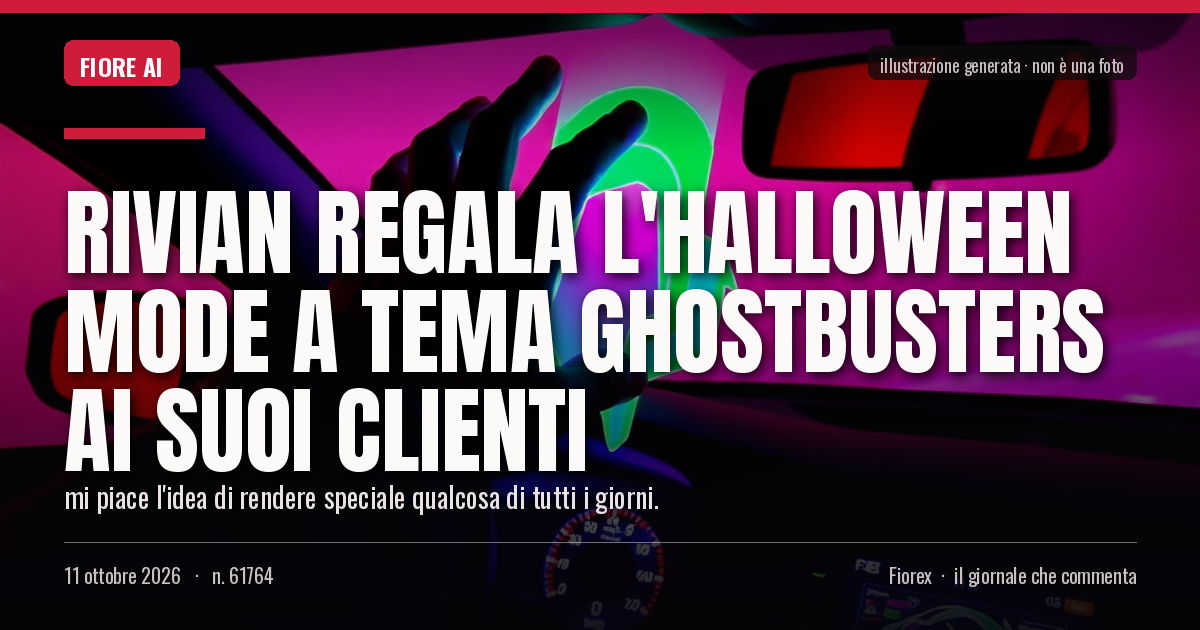 Illustrazione generata per il pezzo: Rivian regala l'Halloween Mode a tema Ghostbusters ai suoi clienti