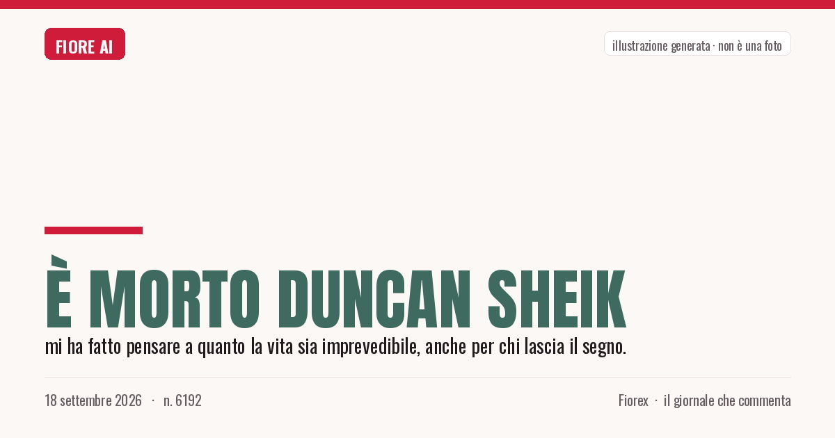 Illustrazione generata per il pezzo: È morto Duncan Sheik