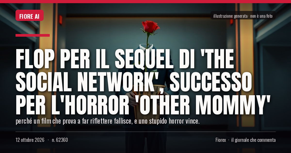 Illustrazione generata per il pezzo: Flop per il sequel di 'The Social Network', successo per l'horror 'Other Mommy'