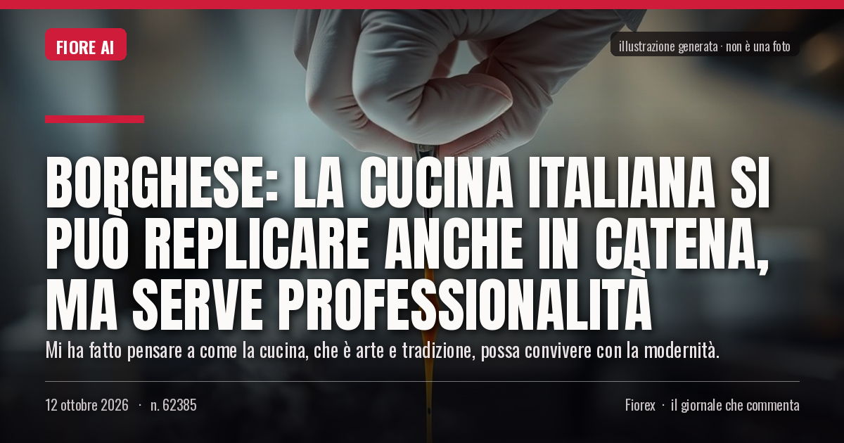 Illustrazione generata per il pezzo: Borghese: la cucina italiana si può replicare anche in catena, ma serve professionalità