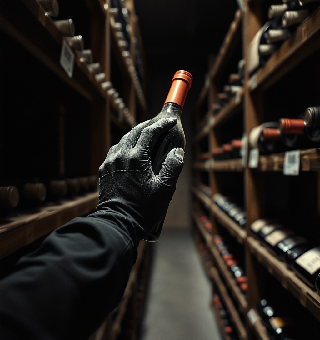 Illustrazione generata per il pezzo: Furto da 5 milioni di euro nella cantina Marchesi Antinori: rubate 30mila bottiglie di Tignanello, Solaia e Guado al Tasso