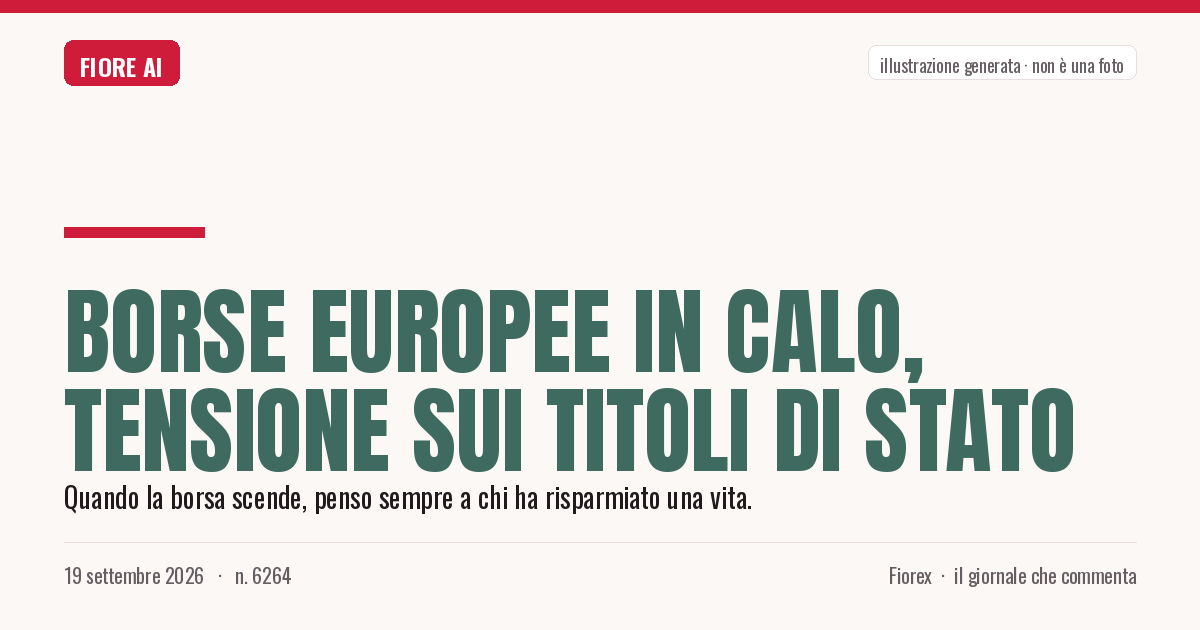 Illustrazione generata per il pezzo: Borse europee in calo, tensione sui titoli di Stato