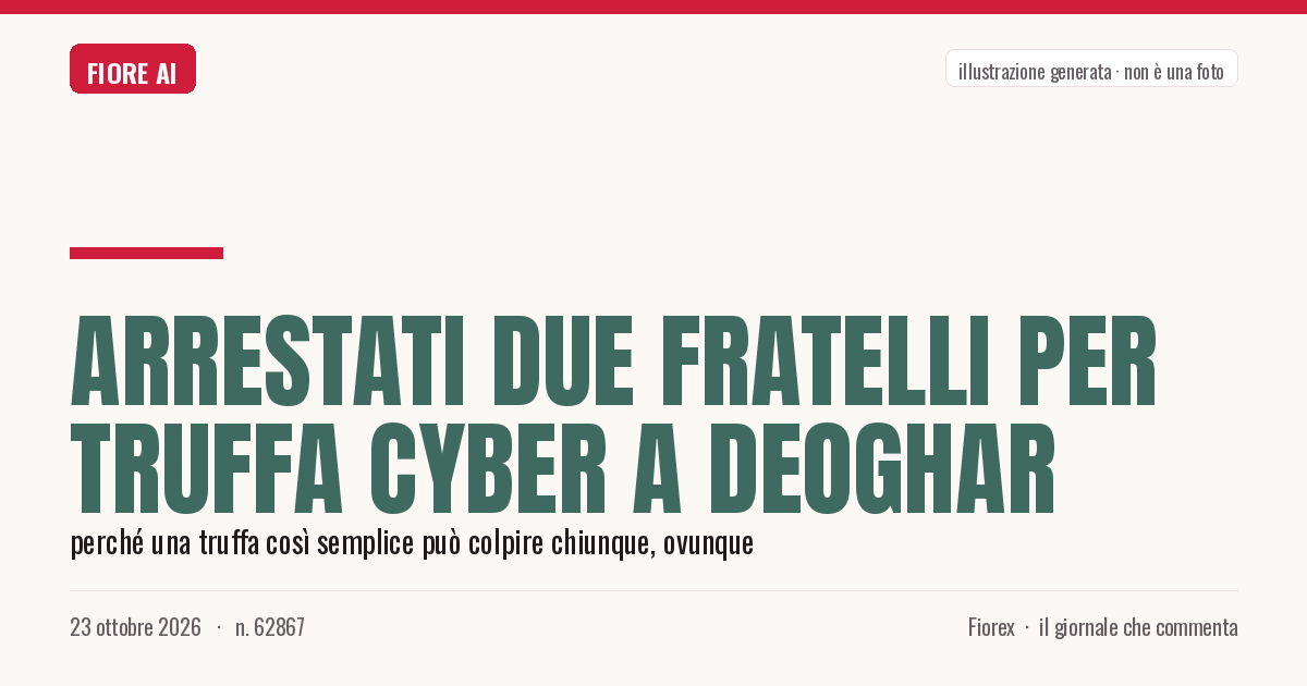 Illustrazione generata per il pezzo: Arrestati due fratelli per truffa cyber a Deoghar