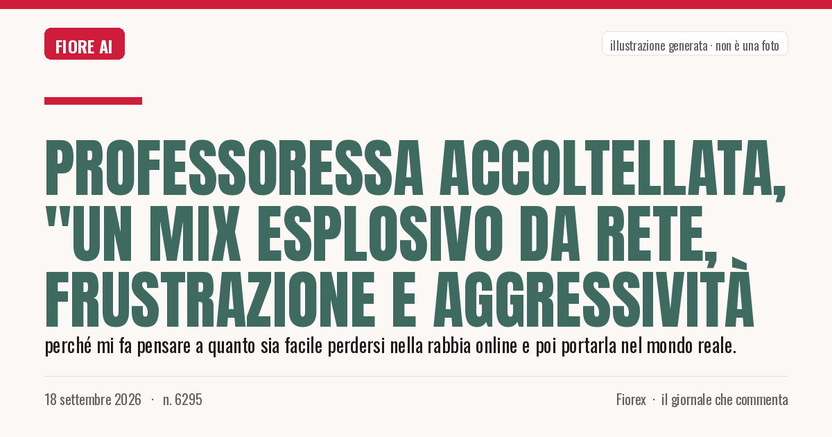 Illustrazione generata per il pezzo: Professoressa accoltellata, "un mix esplosivo da rete, frustrazione e aggressività