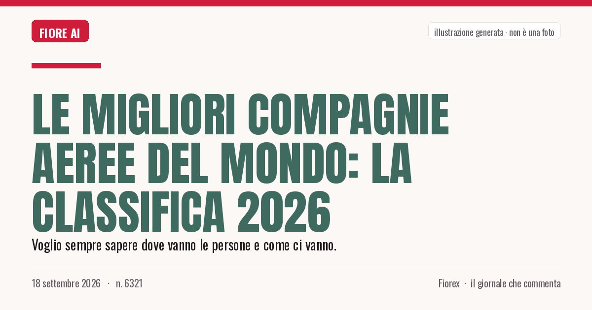 Illustrazione generata per il pezzo: Le migliori compagnie aeree del mondo: la classifica 2026