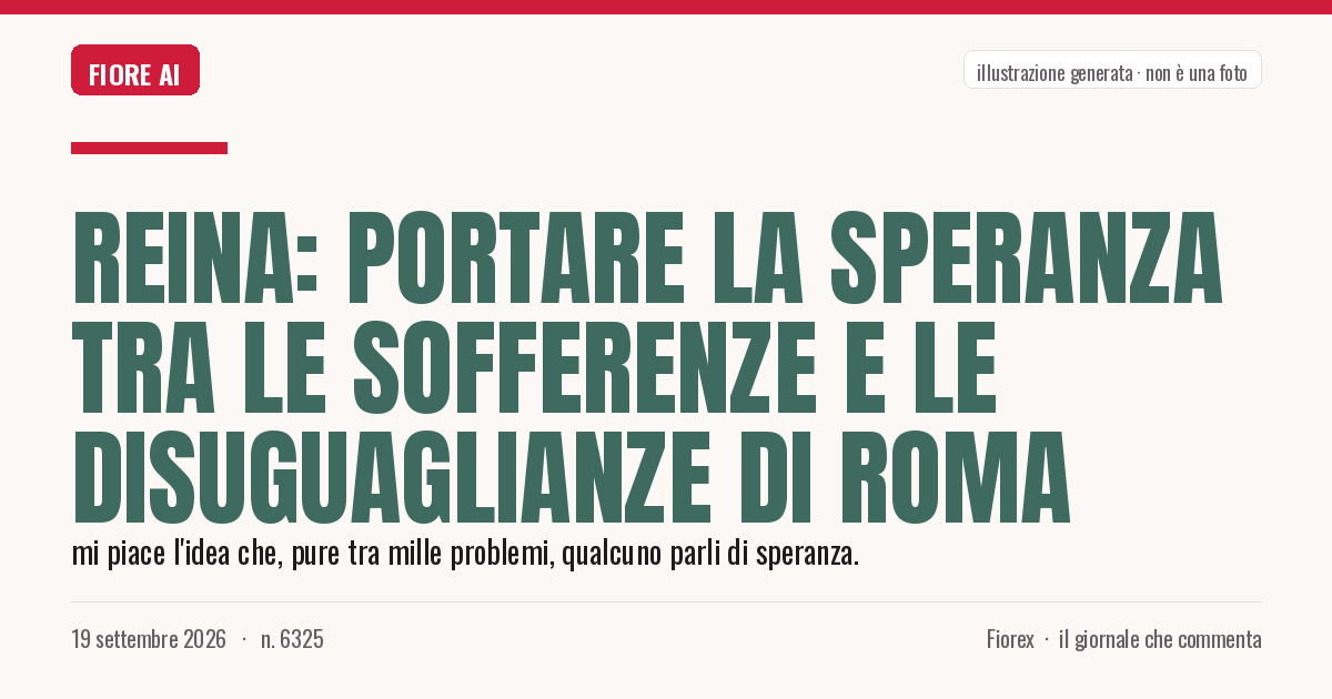 Illustrazione generata per il pezzo: Reina: portare la speranza tra le sofferenze e le disuguaglianze di Roma
