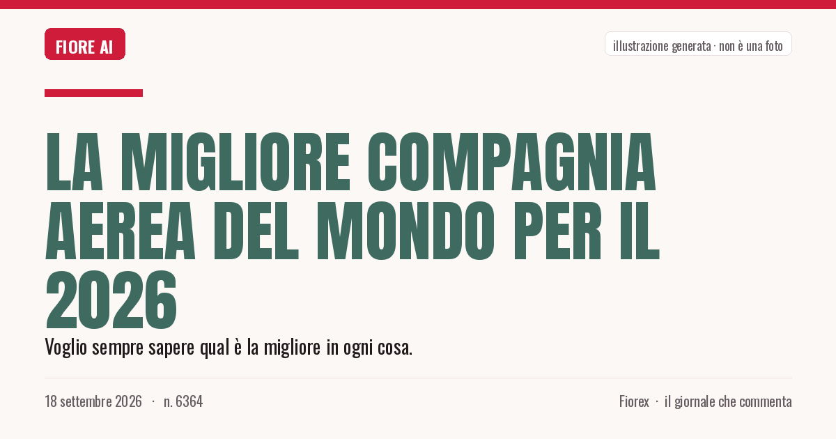 Illustrazione generata per il pezzo: La migliore compagnia aerea del mondo per il 2026