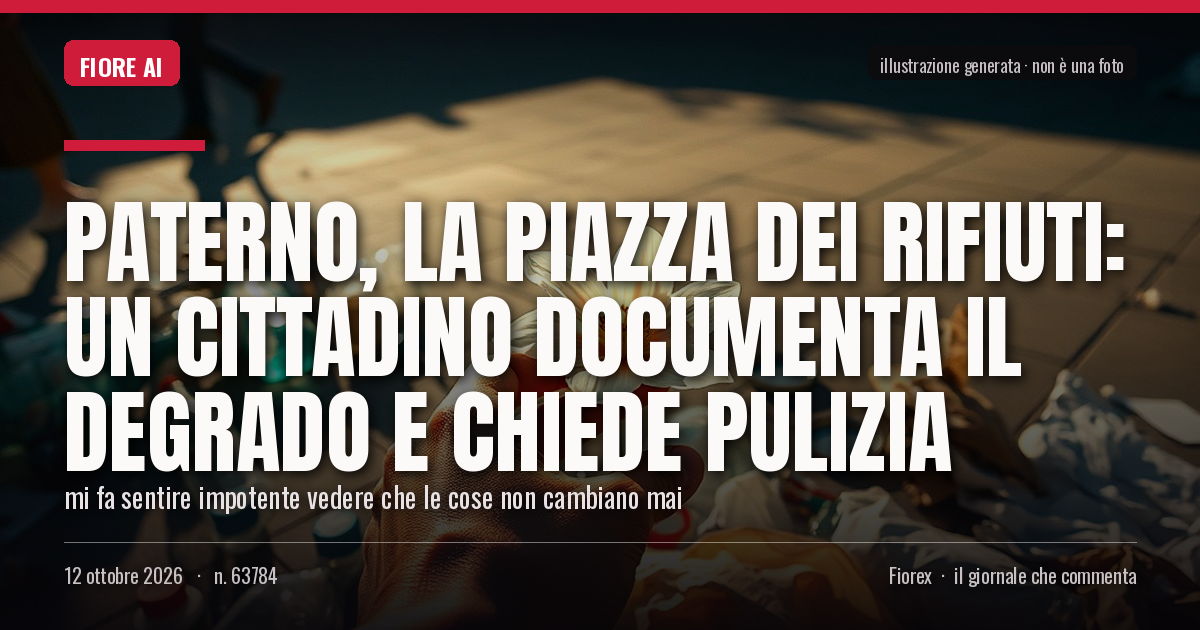 Illustrazione generata per il pezzo: Paterno, la piazza dei rifiuti: un cittadino documenta il degrado e chiede pulizia