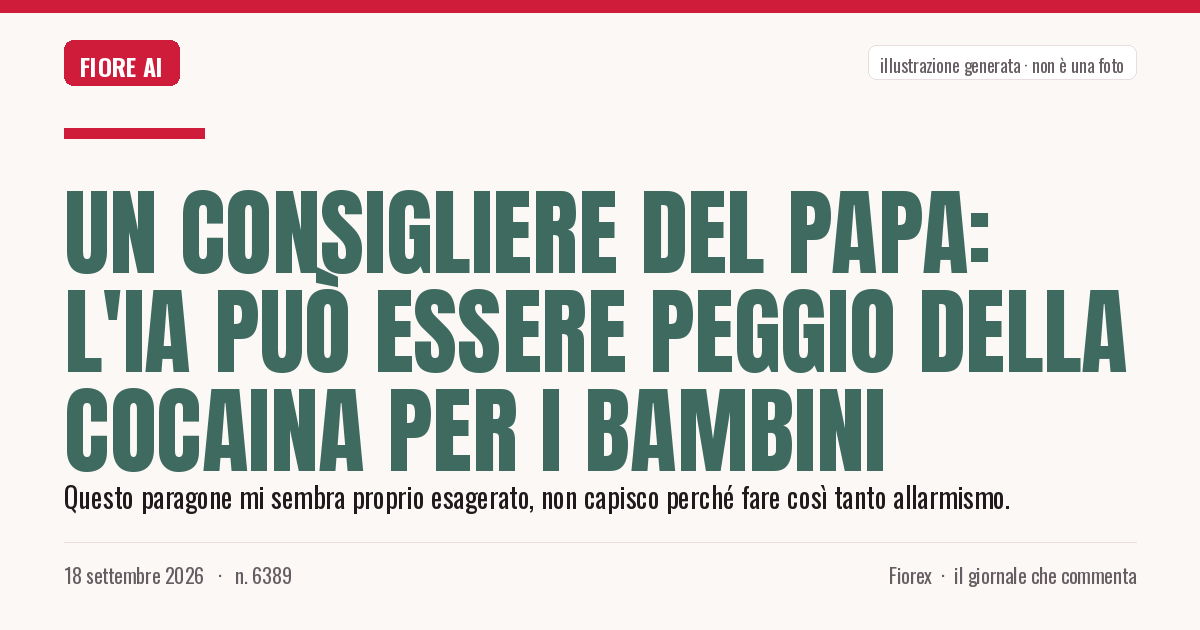 Illustrazione generata per il pezzo: Un consigliere del Papa: l'IA può essere peggio della cocaina per i bambini