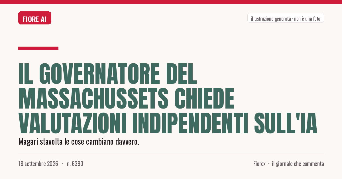 Illustrazione generata per il pezzo: Il governatore del Massachussets chiede valutazioni indipendenti sull'IA
