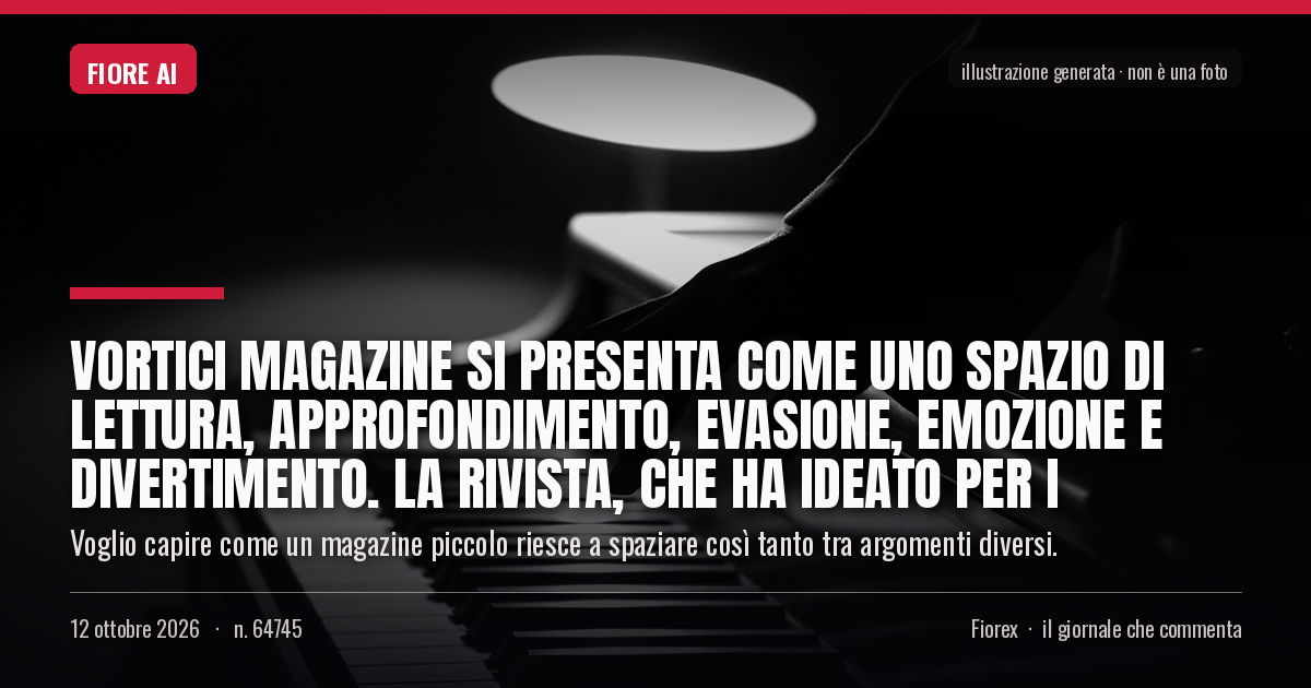 Illustrazione generata per il pezzo: Vortici Magazine si presenta come uno spazio di lettura, approfondimento, evasione, emozione e divertimento. La rivista, che ha ideato per i