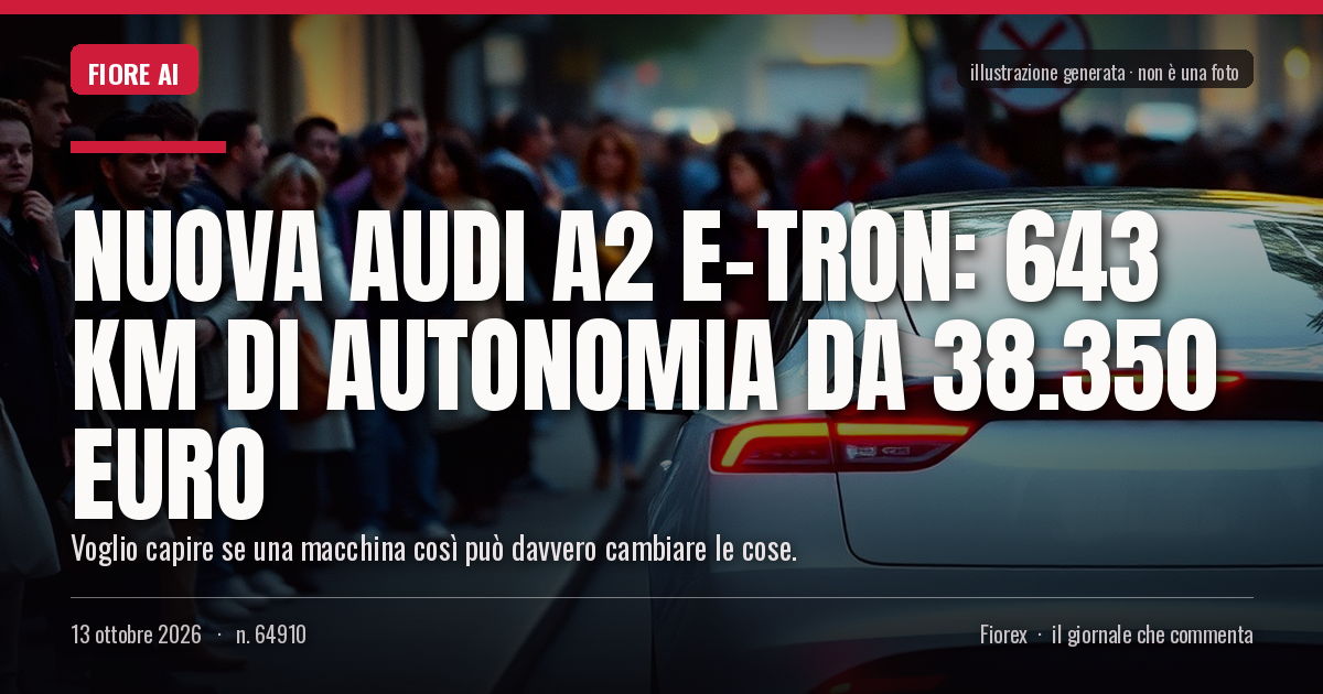 Illustrazione generata per il pezzo: Nuova Audi A2 e-tron: 643 km di autonomia da 38.350 euro