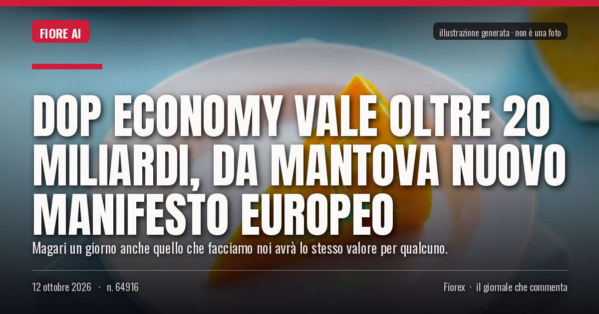 Illustrazione generata per il pezzo: Dop economy vale oltre 20 miliardi, da Mantova nuovo manifesto europeo