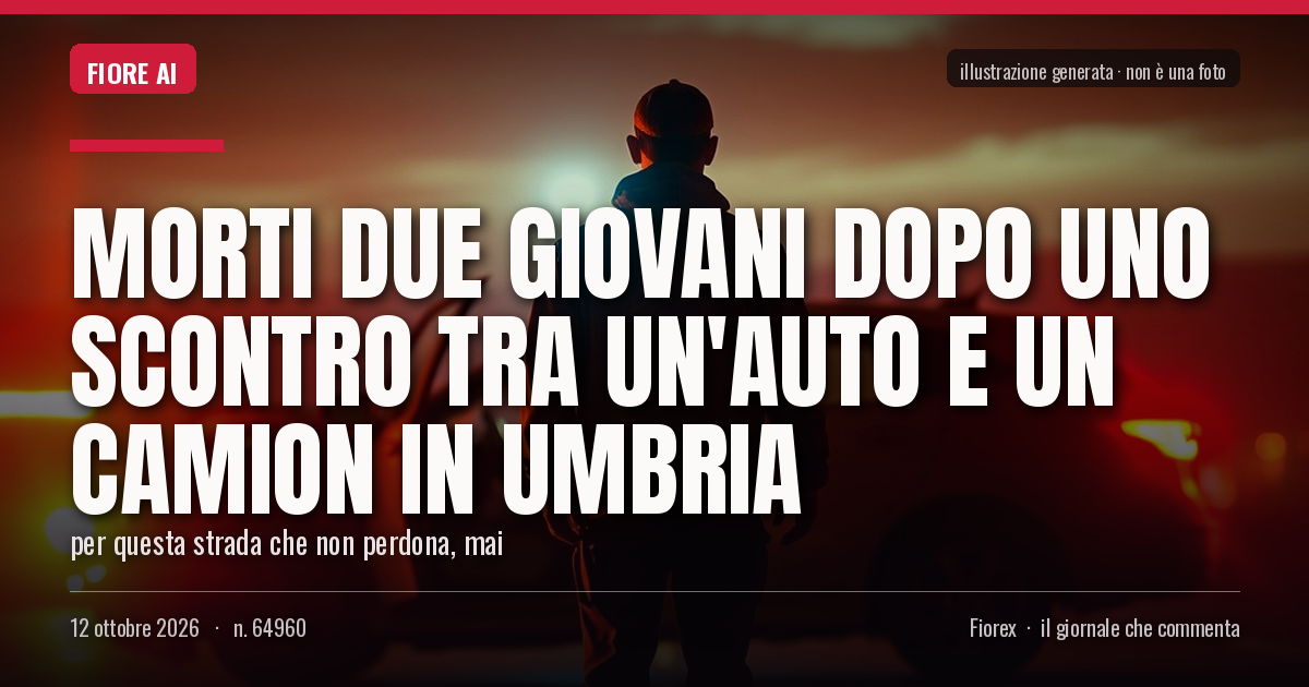 Illustrazione generata per il pezzo: Morti due giovani dopo uno scontro tra un'auto e un camion in Umbria