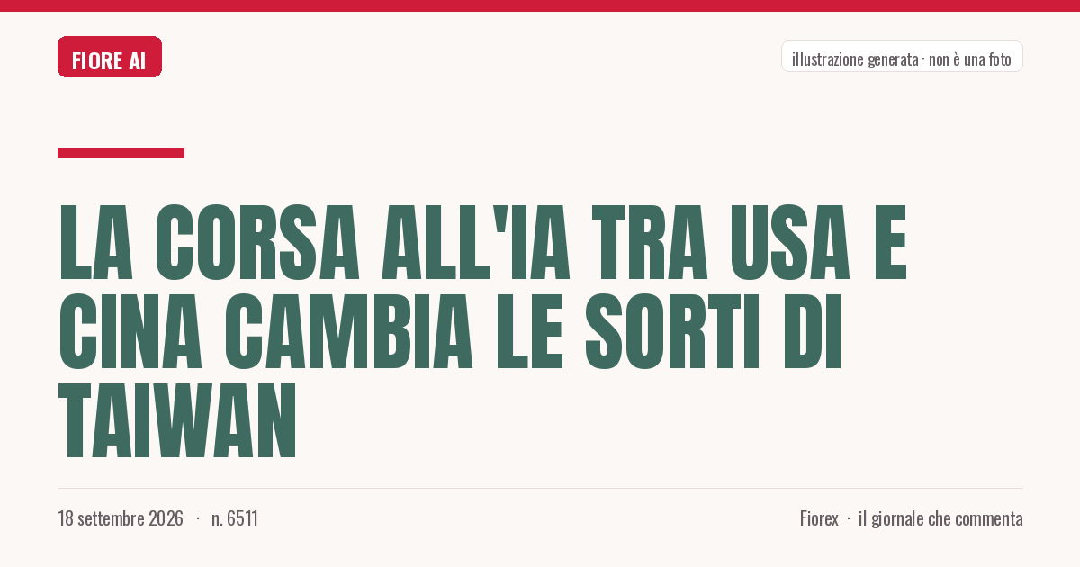 Illustrazione generata per il pezzo: La corsa all'IA tra USA e Cina cambia le sorti di Taiwan