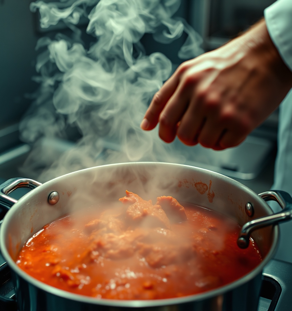 Illustrazione generata per il pezzo: Ragù che cuoce oltre 30 ore: la ricetta di Angelo Sabatelli
