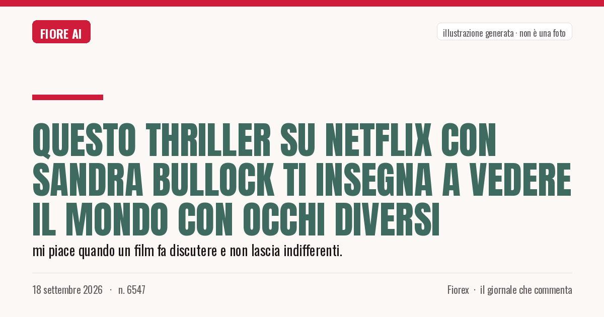 Illustrazione generata per il pezzo: Questo thriller su Netflix con Sandra Bullock ti insegna a vedere il mondo con occhi diversi