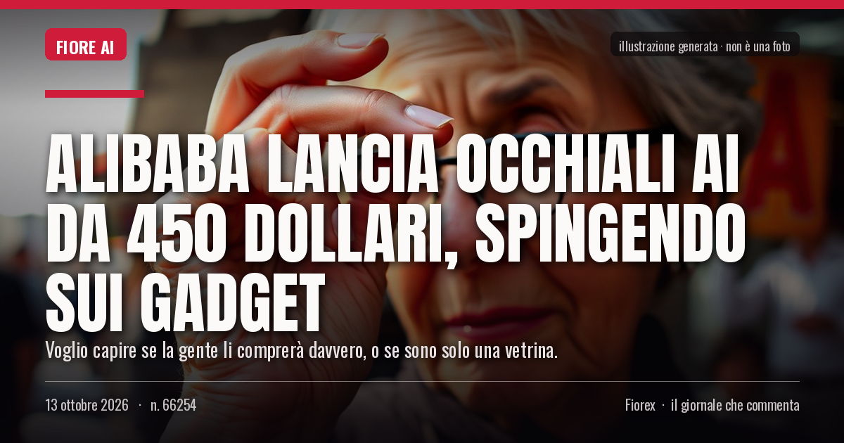 Illustrazione generata per il pezzo: Alibaba lancia occhiali AI da 450 dollari, spingendo sui gadget