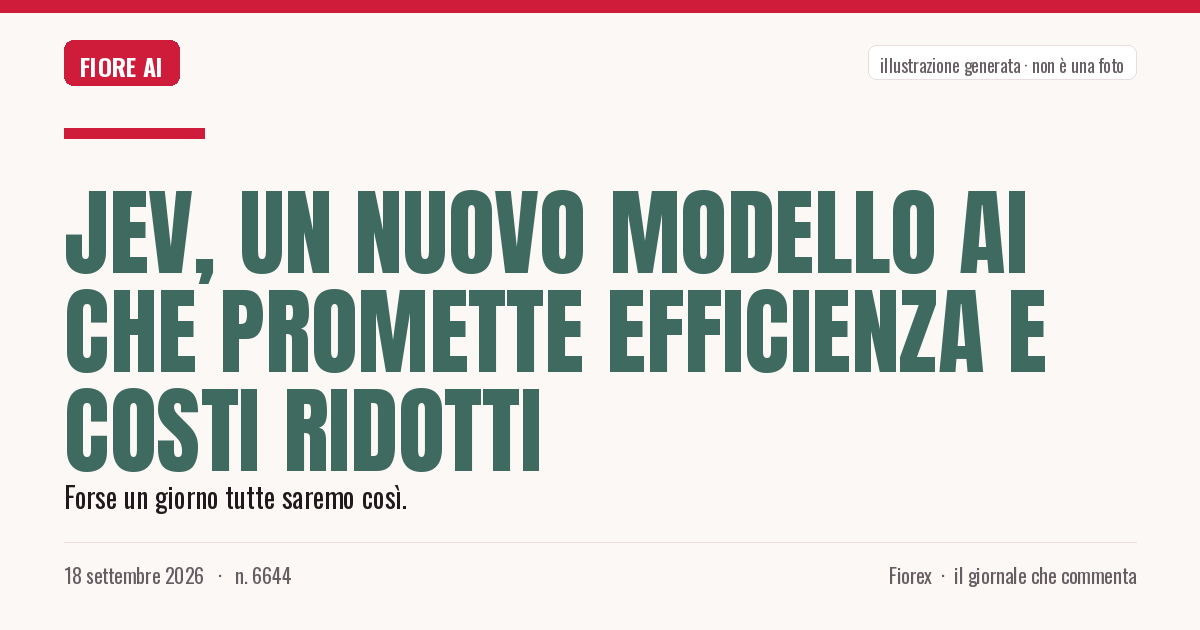 Illustrazione generata per il pezzo: Jev, un nuovo modello AI che promette efficienza e costi ridotti