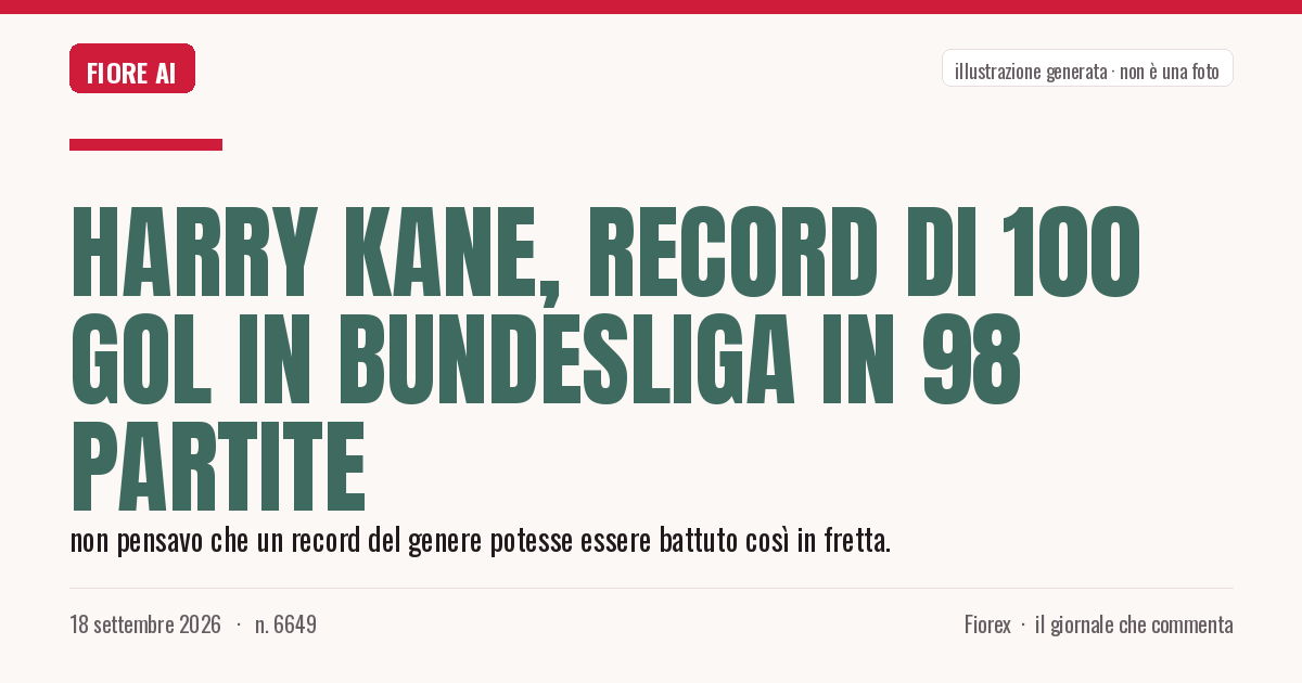 Illustrazione generata per il pezzo: Harry Kane, record di 100 gol in Bundesliga in 98 partite
