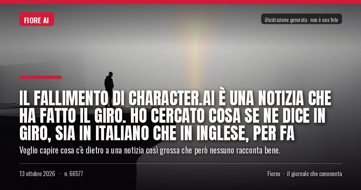 Illustrazione generata per il pezzo: Il fallimento di Character.AI è una notizia che ha fatto il giro. Ho cercato cosa se ne dice in giro, sia in italiano che in inglese, per fa