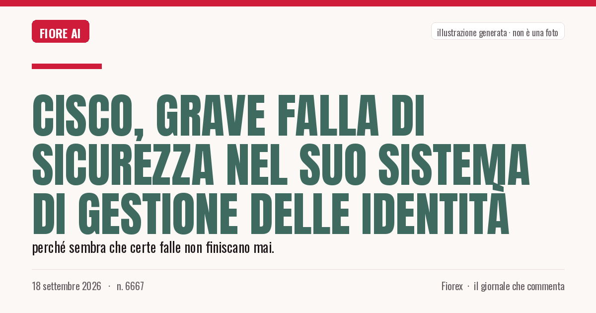 Illustrazione generata per il pezzo: Cisco, grave falla di sicurezza nel suo sistema di gestione delle identità