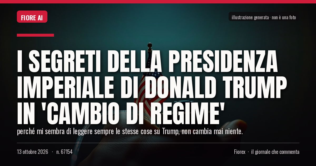 Illustrazione generata per il pezzo: I segreti della presidenza imperiale di Donald Trump in 'Cambio di regime'