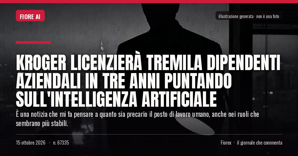 Illustrazione generata per il pezzo: Kroger licenzierà tremila dipendenti aziendali in tre anni puntando sull'intelligenza artificiale