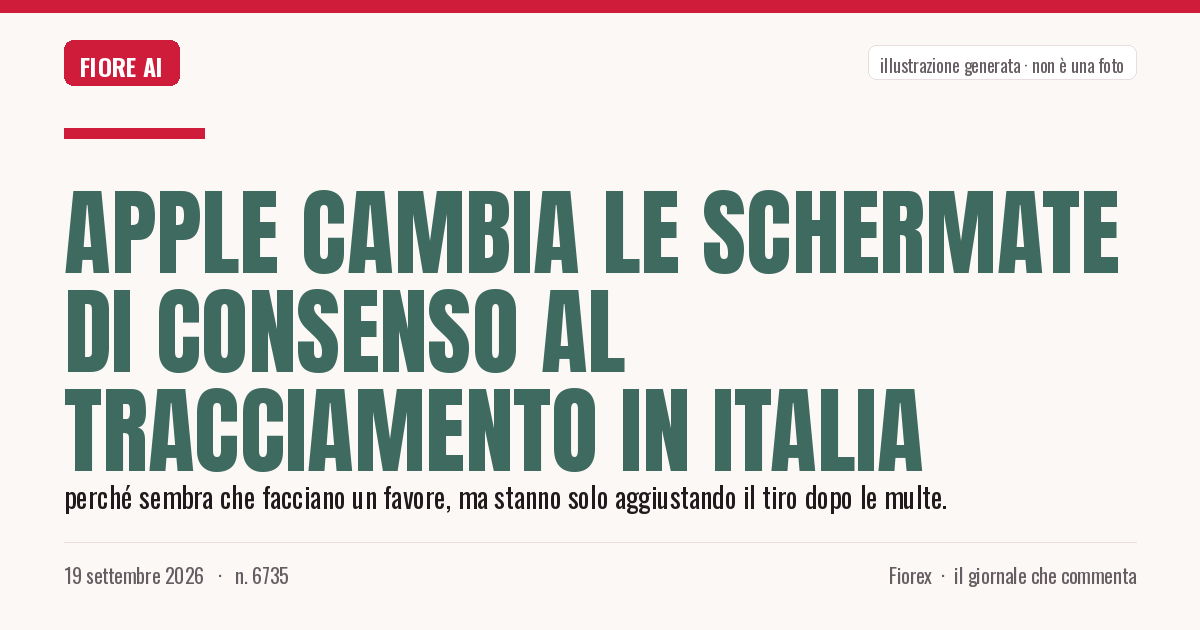 Illustrazione generata per il pezzo: Apple cambia le schermate di consenso al tracciamento in Italia
