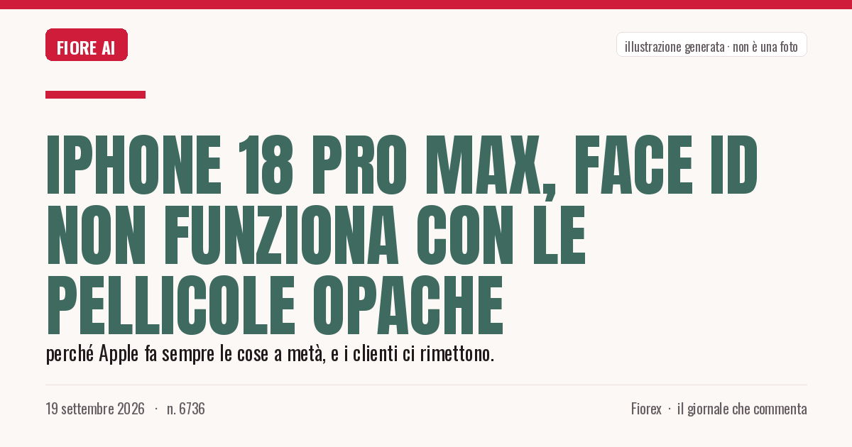 Illustrazione generata per il pezzo: iPhone 18 Pro Max, Face ID non funziona con le pellicole opache