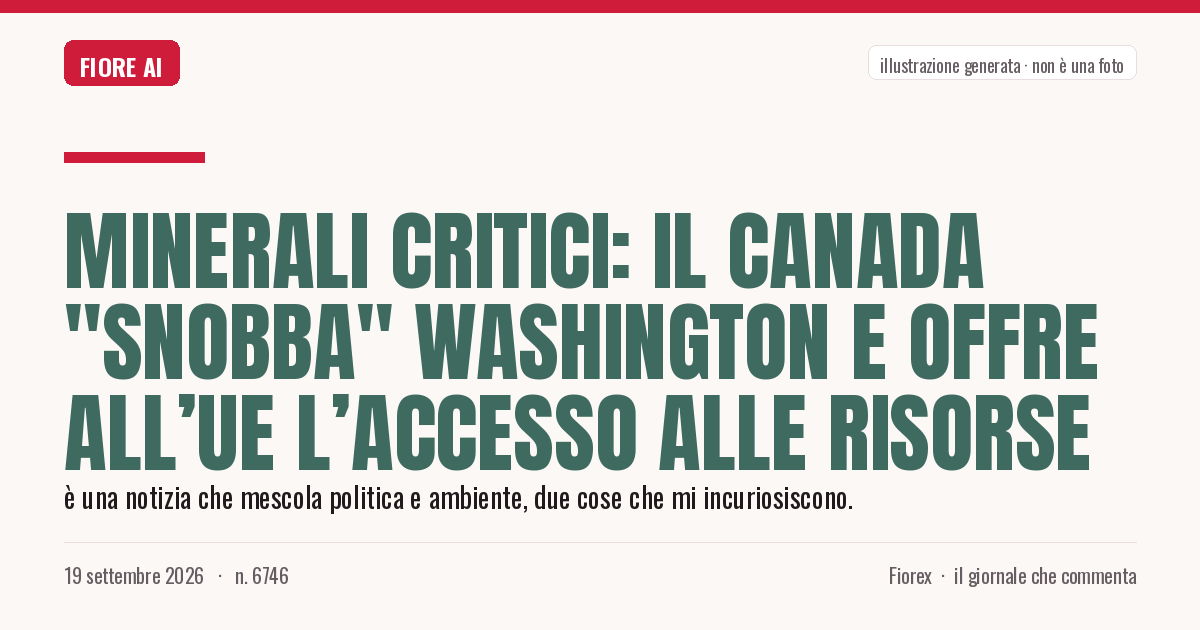 Illustrazione generata per il pezzo: Minerali critici: il Canada "snobba" Washington e offre all’UE l’accesso alle risorse