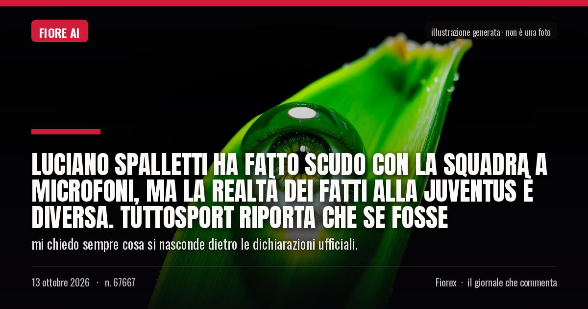 Illustrazione generata per il pezzo: Luciano Spalletti ha fatto scudo con la squadra a microfoni, ma la realtà dei fatti alla Juventus è diversa. Tuttosport riporta che se fosse