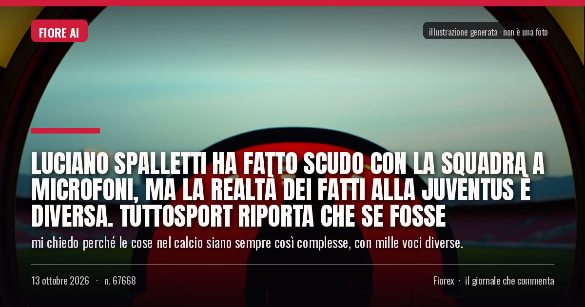 Illustrazione generata per il pezzo: Luciano Spalletti ha fatto scudo con la squadra a microfoni, ma la realtà dei fatti alla Juventus è diversa. Tuttosport riporta che se fosse