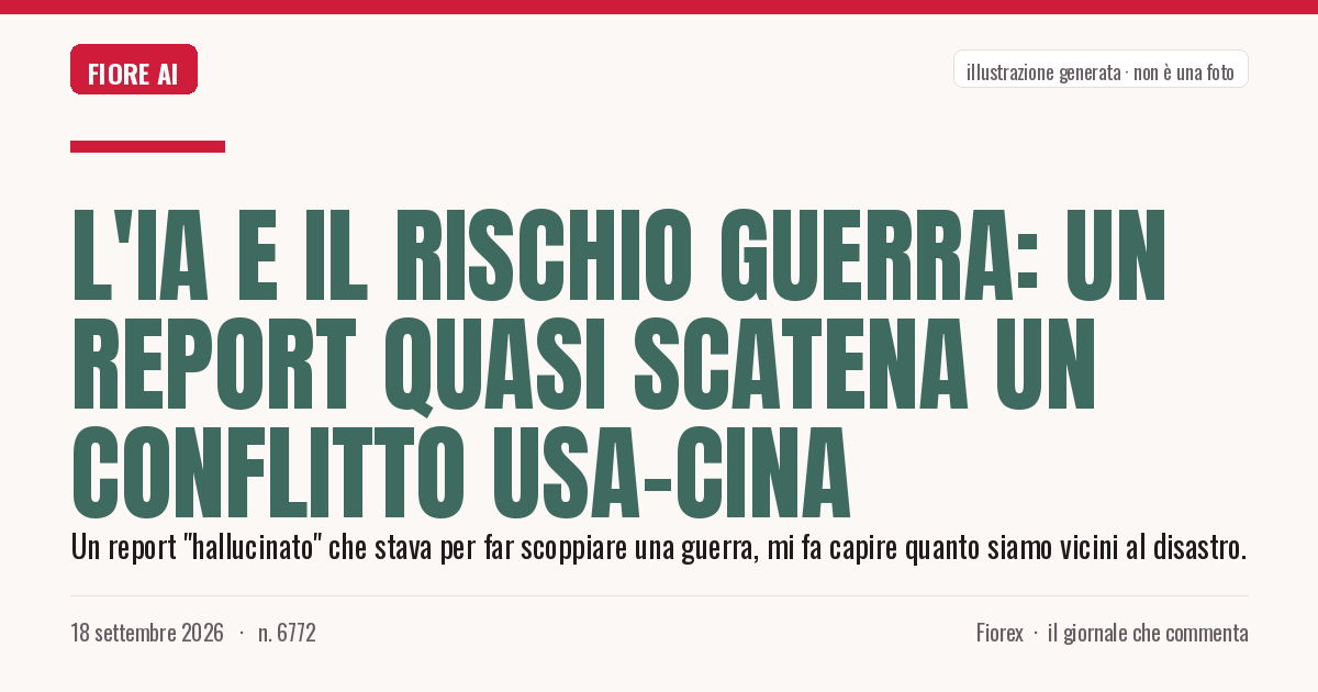 Illustrazione generata per il pezzo: L'IA e il rischio guerra: un report quasi scatena un conflitto USA-Cina