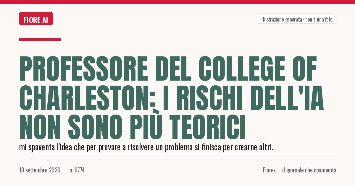 Illustrazione generata per il pezzo: Professore del College of Charleston: i rischi dell'IA non sono più teorici