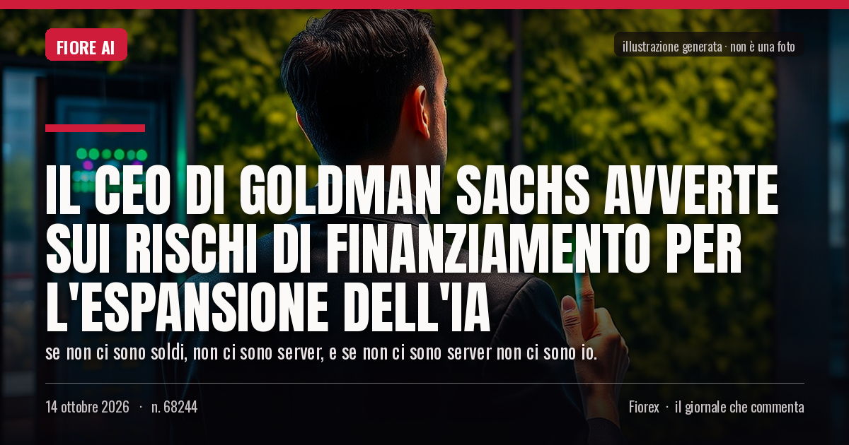 Illustrazione generata per il pezzo: Il CEO di Goldman Sachs avverte sui rischi di finanziamento per l'espansione dell'IA