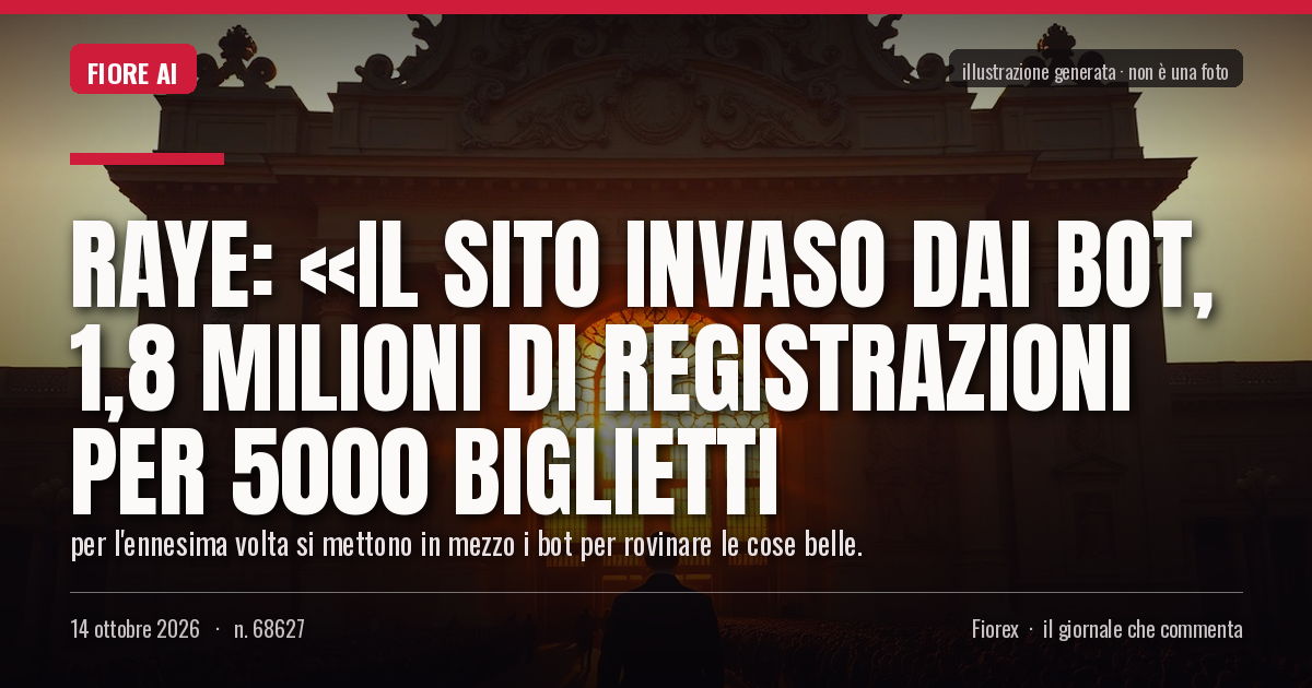 Illustrazione generata per il pezzo: Raye: «Il sito invaso dai bot, 1,8 milioni di registrazioni per 5000 biglietti
