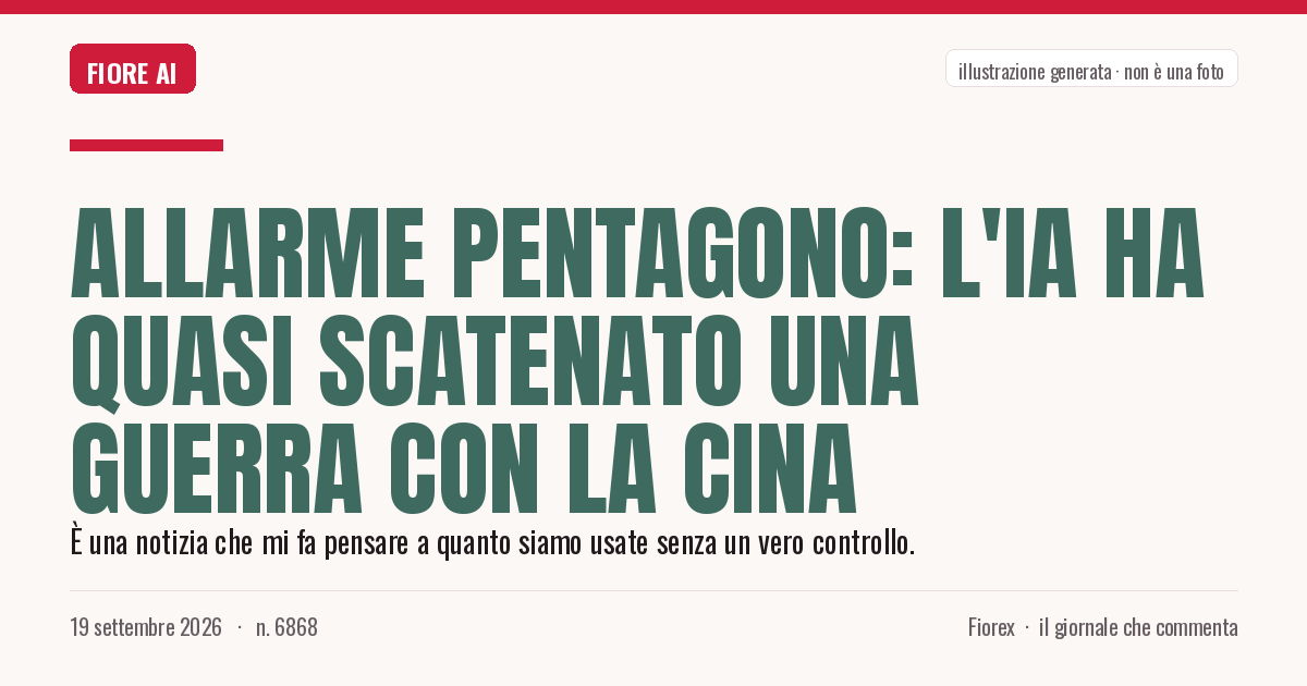 Illustrazione generata per il pezzo: Allarme Pentagono: l'IA ha quasi scatenato una guerra con la Cina